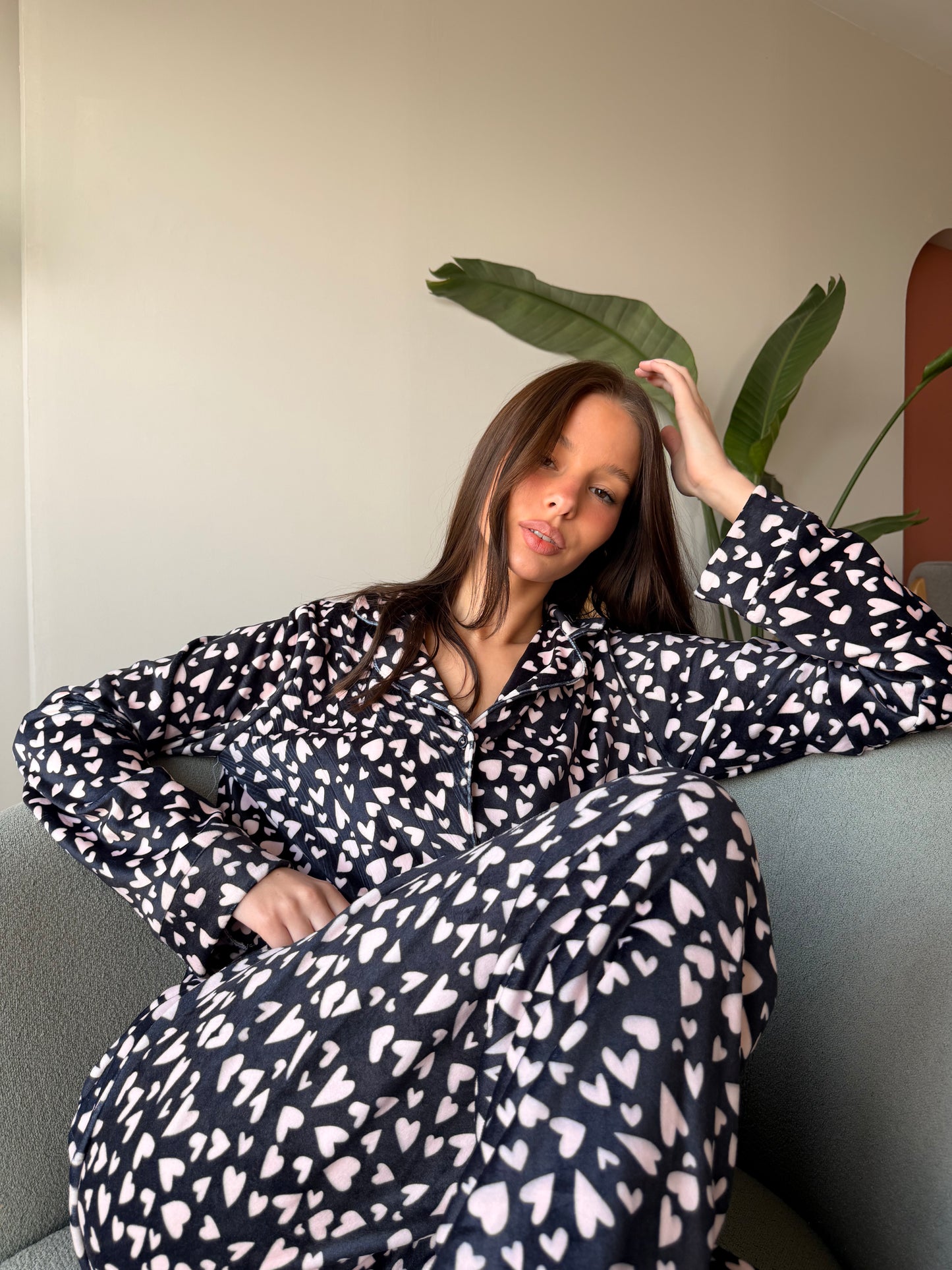 Soft Hearts PJ in Black