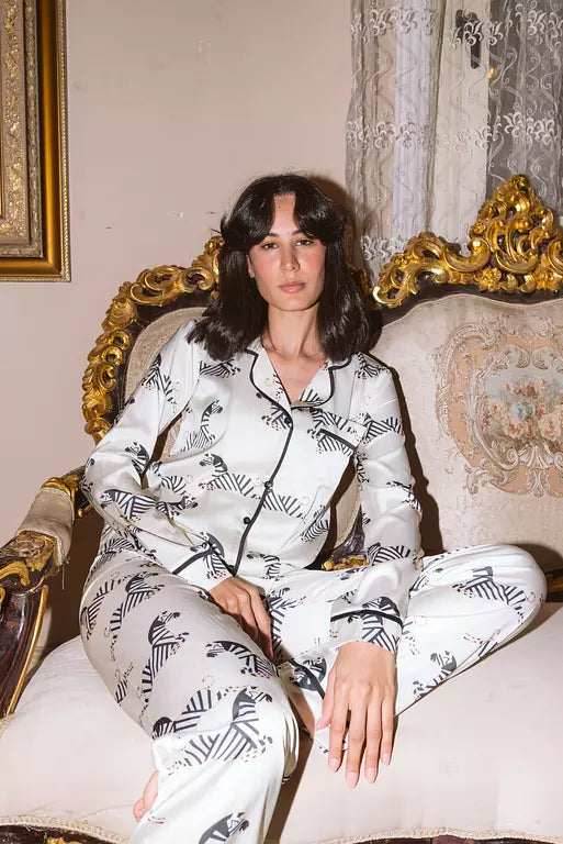 Zebra Printed PJ in white