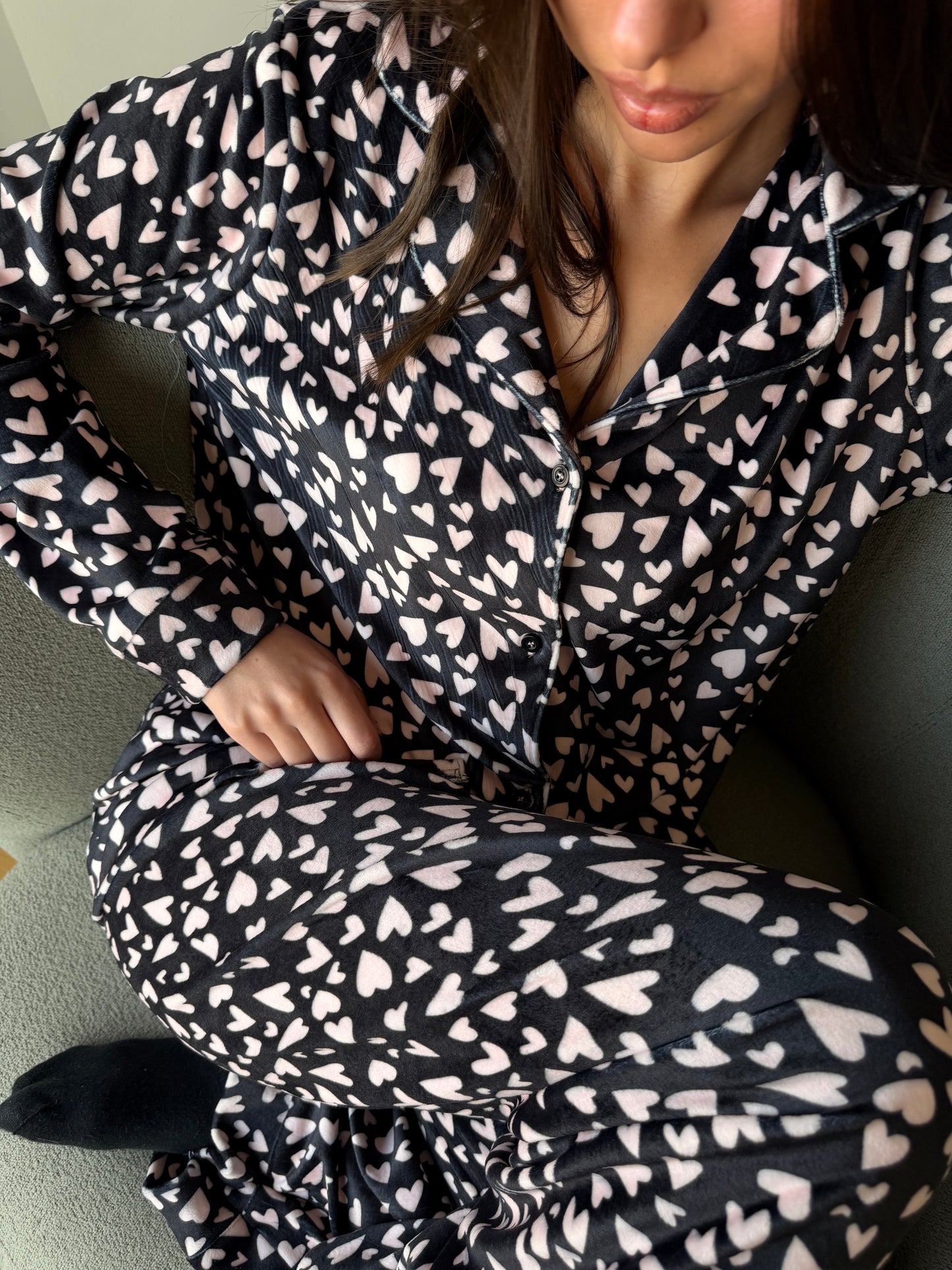 Soft Hearts PJ in Black