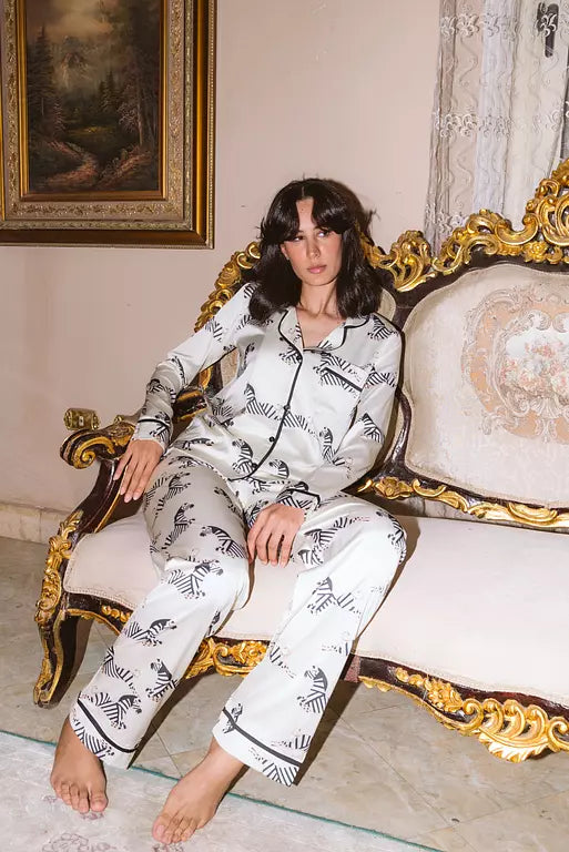 Zebra Printed PJ in white