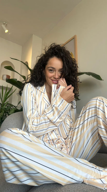 Beige striped PJ