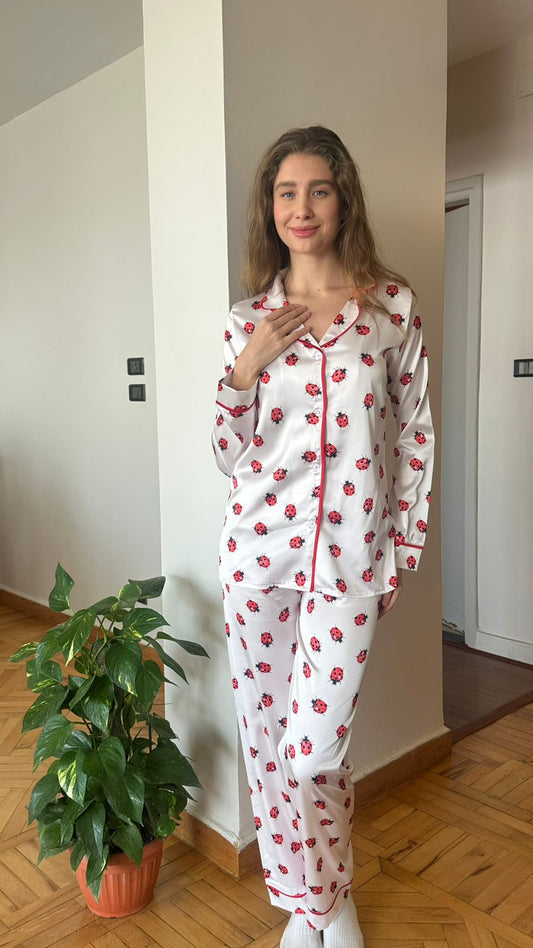 Ladybug PJ in White