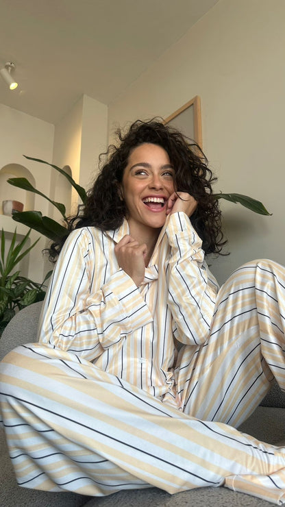 Beige striped PJ