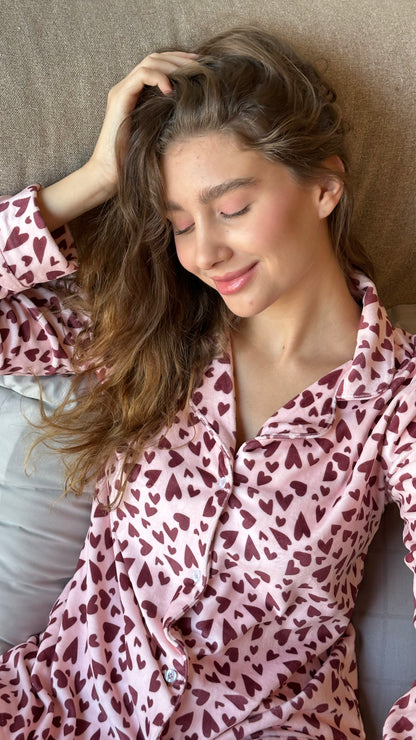 Soft Hearts PJ in Pink