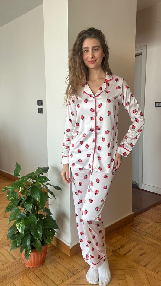 Ladybug PJ in White