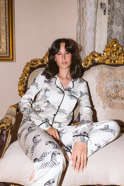 Zebra Printed PJ in white