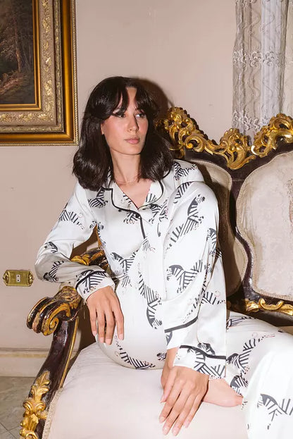Zebra Printed PJ in white